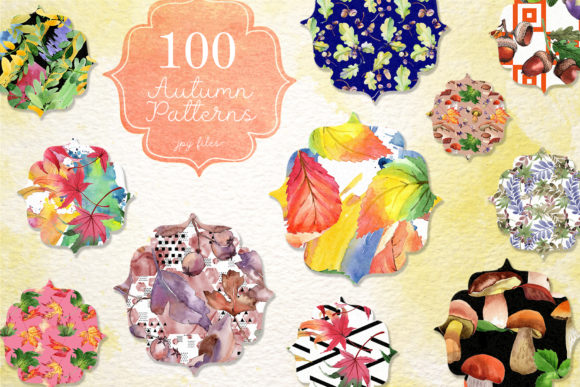 100 Autumn Patterns Watercolor Set for Creative Projects