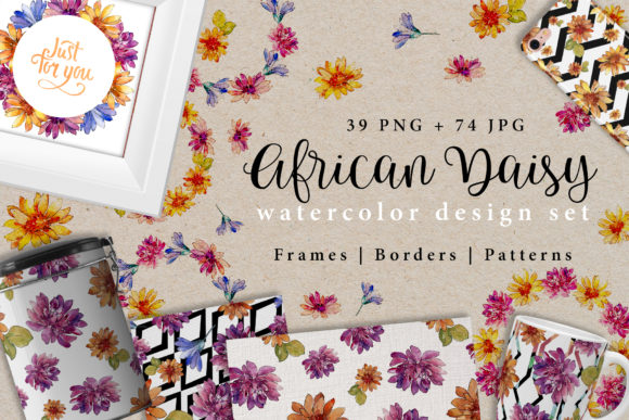 African Daisy Watercolor Design Set: Creative Uses