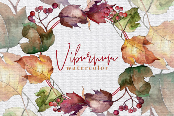 Autumn Viburnum Leaves Watercolor Set Guide