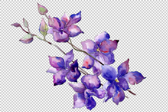 Bouquet of Purple Flowers Watercolor Set: Elevating Digital and Print Design