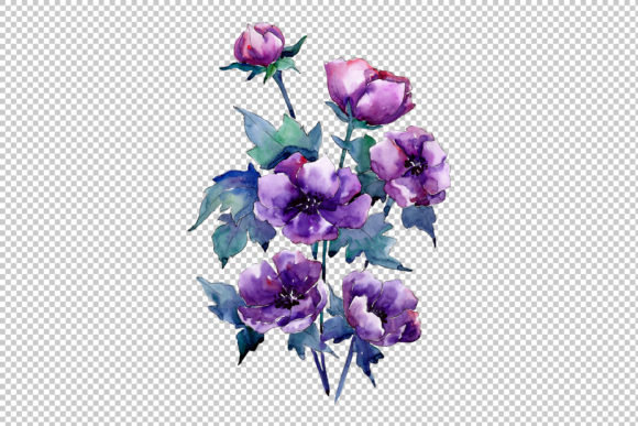 Bouquet of Purple Poppy Watercolor Set: Integrating Hand-Painted Botanicals into Creative Workflows