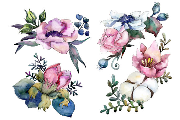 Elegant Pink Bouquet Watercolor Set for Creative Projects