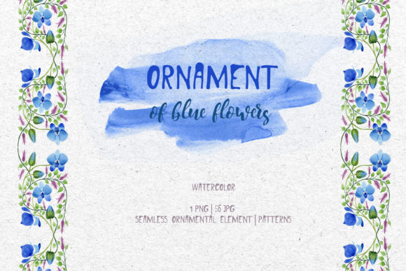 Elevating Creative Projects with the Ornament of Blue Flowers PNG Watercolor Set