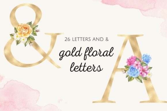 Elevating Digital Design with Gold Foil Alphabet and Hydrangea Flower Assets