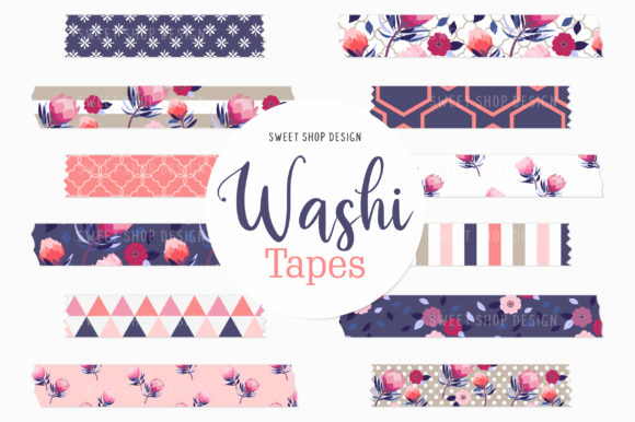 Elevating Digital Planning with Protea Flower Washi Tape Clipart