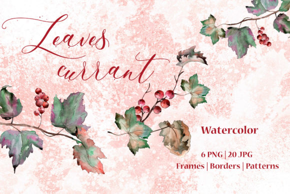 Leaves Currant Watercolor Set: Botanical Design Assets