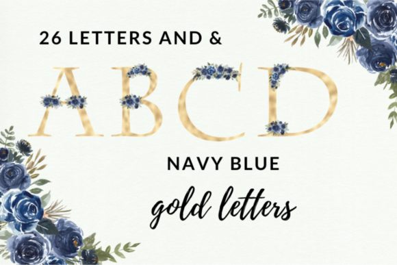 Navy Blue Watercolor Flowers Alphabet: Integrating Digital Assets into Creative Workflows