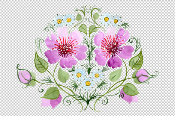 Ornament with Daisies PNG Watercolor Set: Integrating Botanical Assets into Creative Workflows