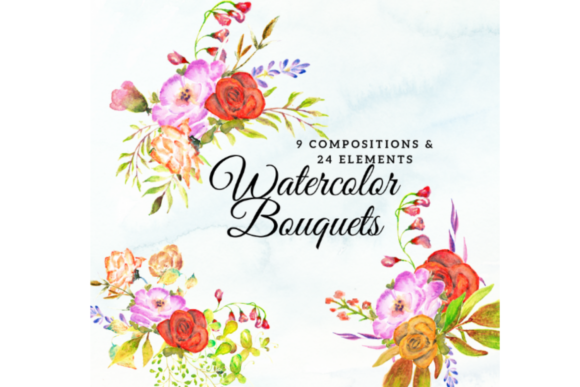 Watercolor Bouquets and Flowers: Elevating Digital Design with Hand-Painted Elegance