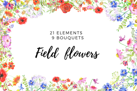 Watercolor Rustic Flower Handpainted Elements for Authentic Boho Design